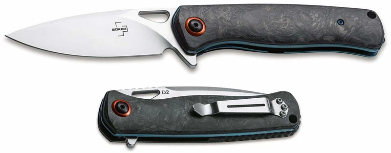 Boker Knives Boker Nebula 01BO319 - Satin D2 Spear Point - Patterned Carbon Fiber - Liner Lock - Flipper Folder - Image 2