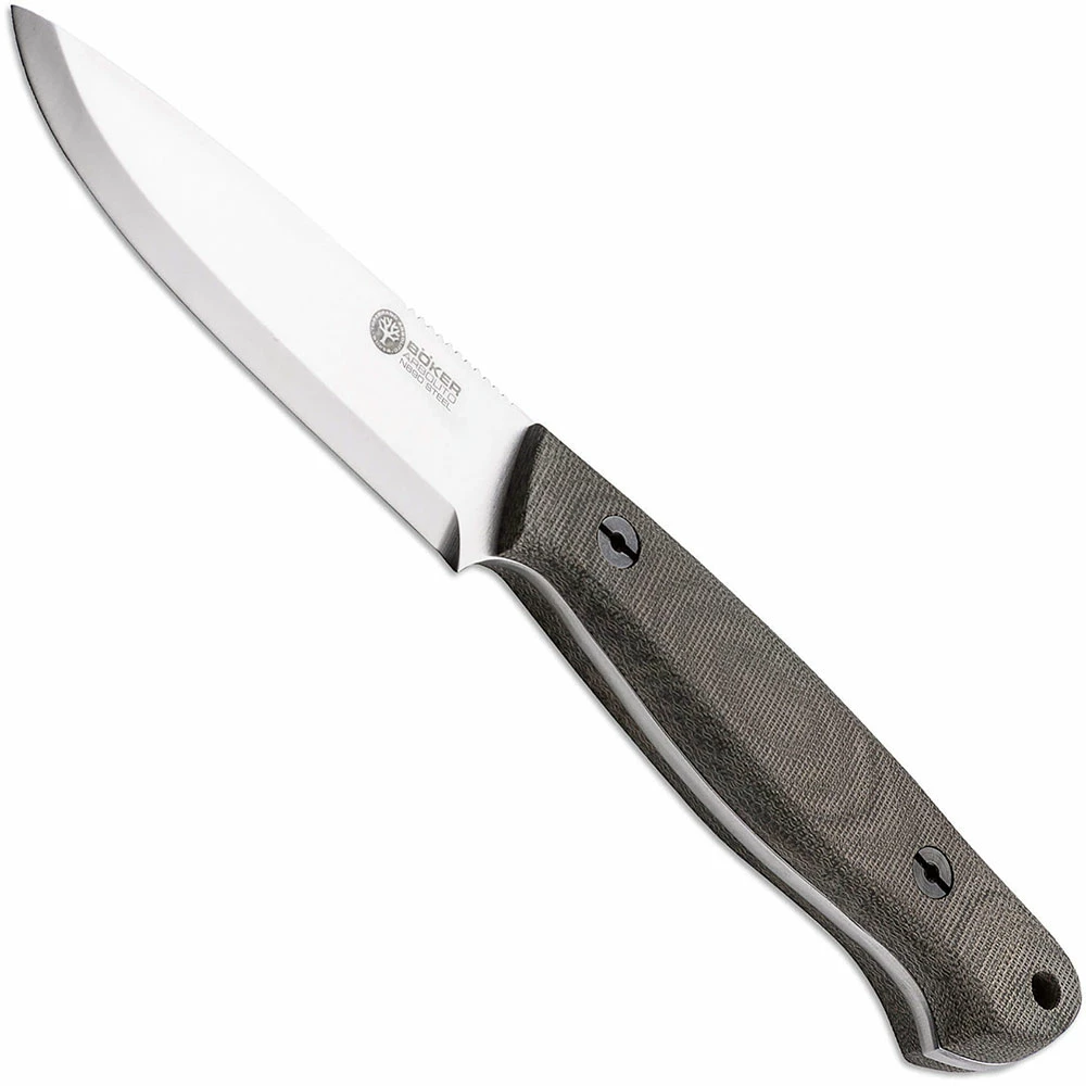 Boker Knives Boker Arbolito Bushcraft Micarta 02BA331 - N690 Drop Point Fixed Blade - Linen Micarta