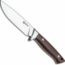 Boker Knives Boker Arbolito Hunter 02BA351G - Satin Drop Point Fixed Blade - Guayacan Ebony - Leather Sheath