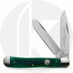 Boker Knives Boker Trapper Knife 110829 - D2 Steel Blades - Smooth Green Bone - German Import