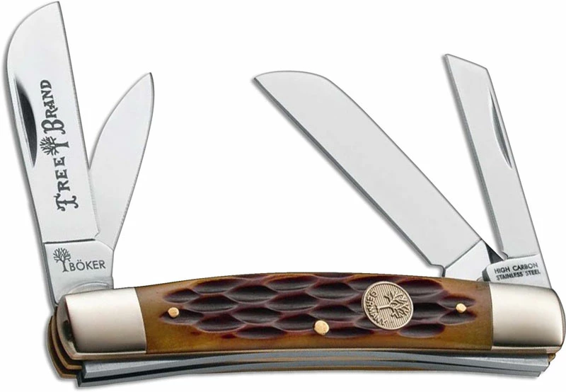 Boker Knives Boker Congress Knife - Stainless Steel Blades - Jigged Brown Bone - 110721