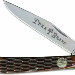 Boker Knives Boker Slim Line Trapper Knife - Stainless Steel Clip Blade - Jigged Brown Bone - 110735