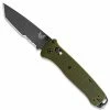 Benchmade Knives Benchmade Bailout 537SGY-1 Knife - Part Serrated Gray M4 Tanto - Woodland Green Aluminum - AXIS Lock Folder - USA Made