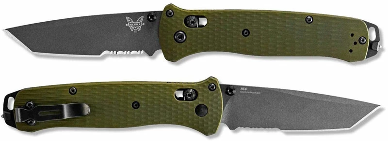 Benchmade Knives Benchmade Bailout 537SGY-1 Knife - Part Serrated Gray M4 Tanto - Woodland Green Aluminum - AXIS Lock Folder - USA Made - Image 2