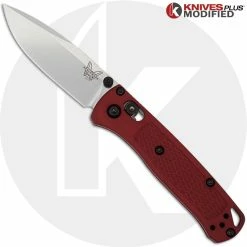 Benchmade Knives MODIFIED Benchmade Mini Bugout Red Dragon 533 Knife - Satin Blade - Rit Dyed Handle - KP Black Thumbstud & Standoffs