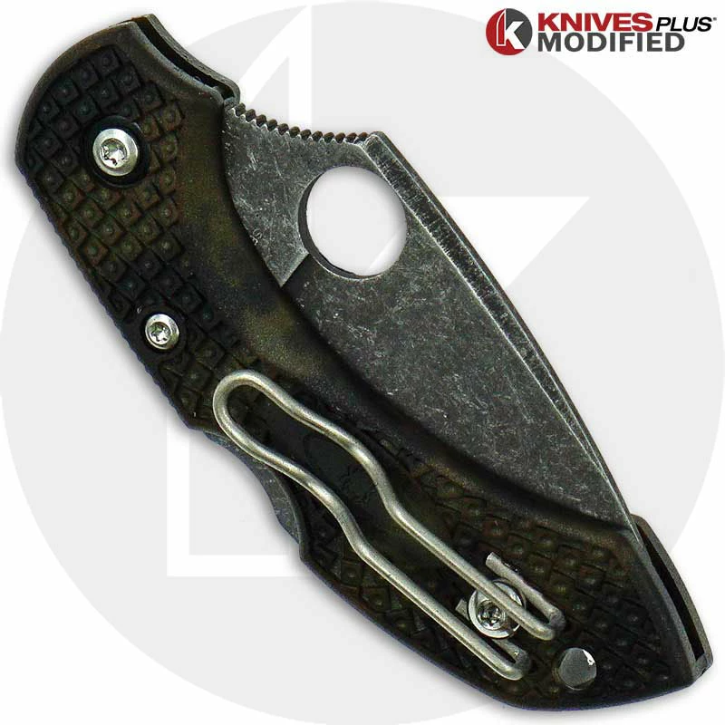 Spyderco Knives MODIFIED Spyderco Dragonfly 2 - ACID WASH - Zome Green Handle - Image 4