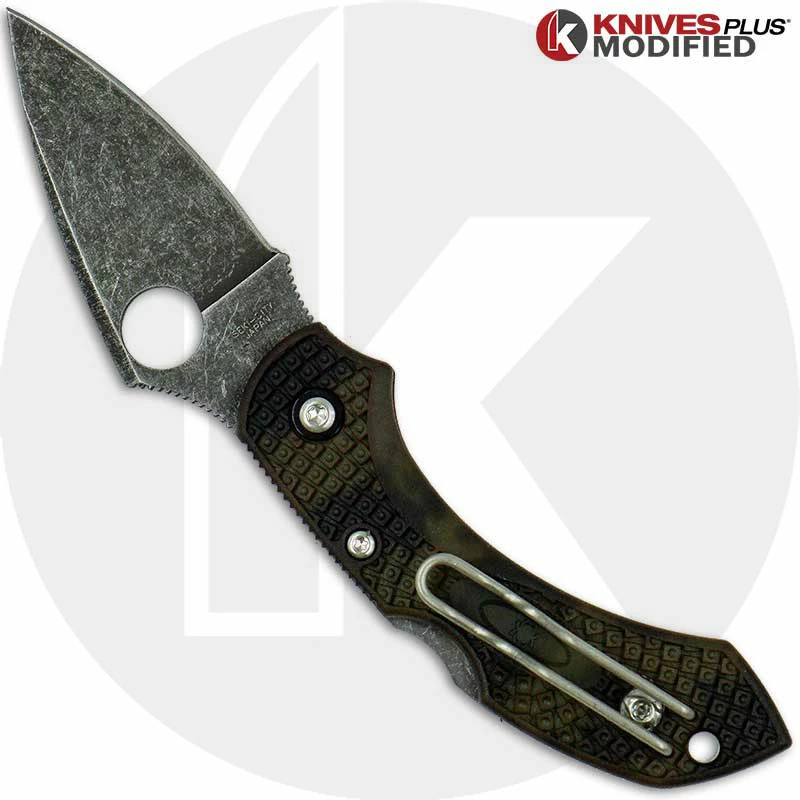Spyderco Knives MODIFIED Spyderco Dragonfly 2 - ACID WASH - Zome Green Handle - Image 2
