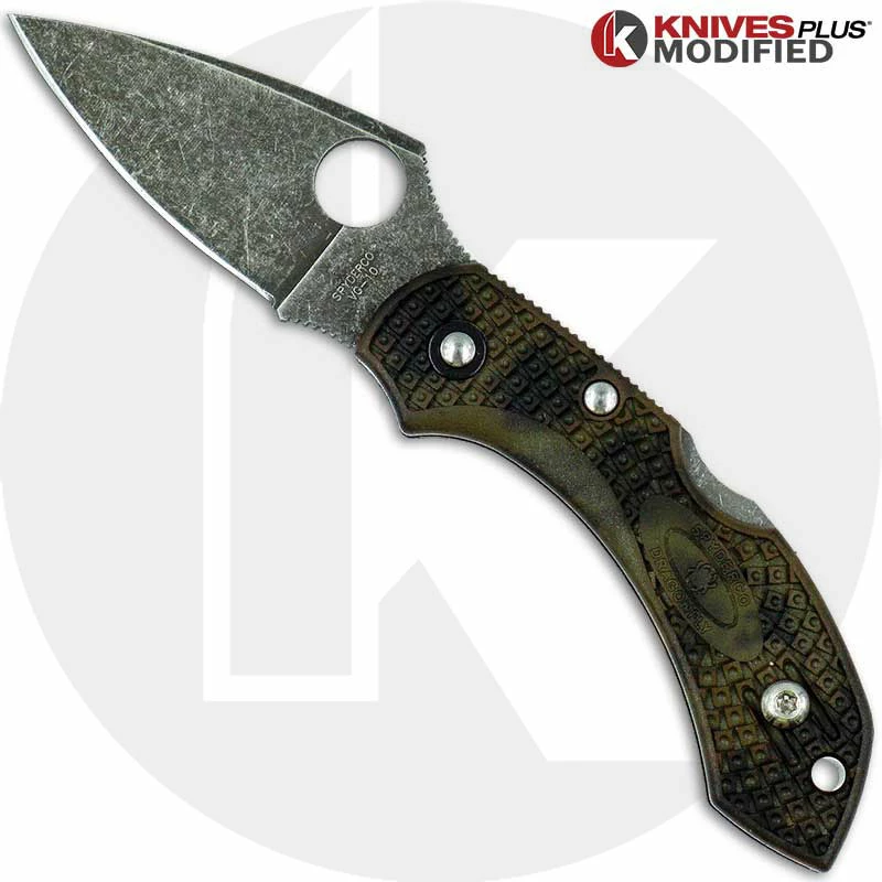 Spyderco Knives MODIFIED Spyderco Dragonfly 2 - ACID WASH - Zome Green Handle