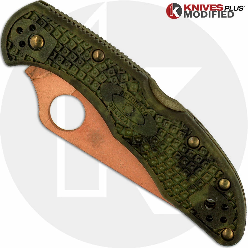 Spyderco Knives MODIFIED Spyderco Delica 4 Knife - CopperWash - Zome Handle - Image 2