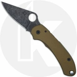 Spyderco Knives MODIFIED Spyderco Para 3 Knife With Acid Stonewash Blade + AWT Agent SKINNY FDE Scales + All Black Hardware