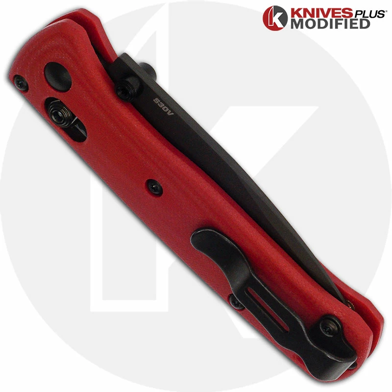 Benchmade Knives MODIFIED Benchmade Mini Bugout 533BK Knife + KP Contoured Red G10 Scales - Image 3