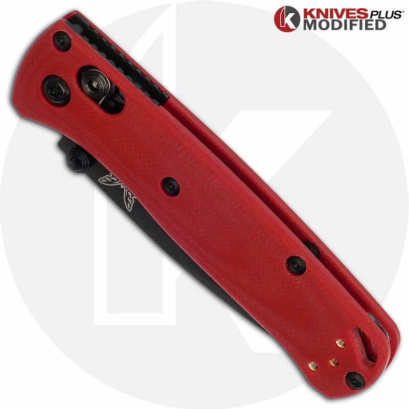 Benchmade Knives MODIFIED Benchmade Mini Bugout 533BK Knife + KP Contoured Red G10 Scales - Image 2