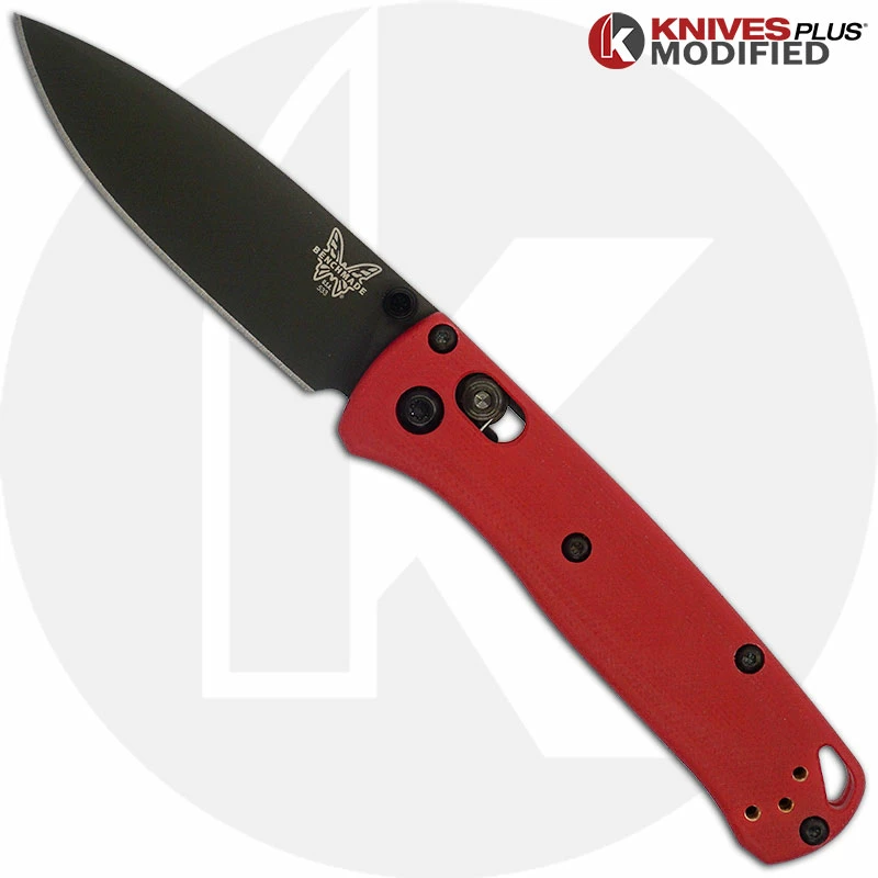 Benchmade Knives MODIFIED Benchmade Mini Bugout 533BK Knife + KP Contoured Red G10 Scales