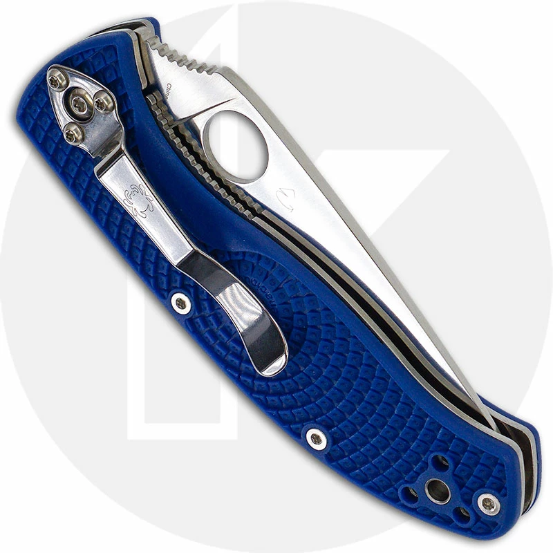Spyderco Knives Spyderco Tenacious Lightweight Knife - C122PSBL - Part Serrated Satin S35VN Drop Point - Blue FRN - Liner Lock - Image 3
