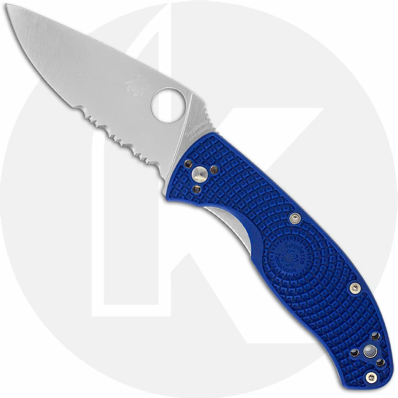 Spyderco Knives Spyderco Tenacious Lightweight Knife - C122PSBL - Part Serrated Satin S35VN Drop Point - Blue FRN - Liner Lock