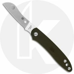 Spyderco Knives Spyderco Roadie Knife - C189PGR - Non Locking Sheepfoot - Olive Green FRN - Made In Italy