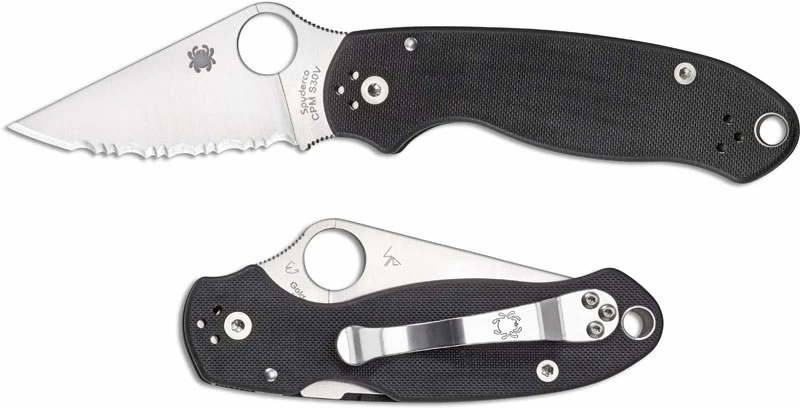 Spyderco Knives Spyderco C223GS Para 3, Serrated Compression Lock, Black G-10 Folding Knife - Image 4