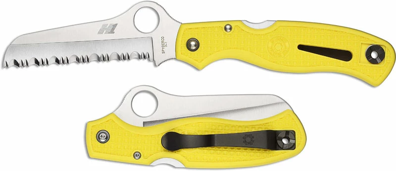 Spyderco Knives: Spyderco Atlantic Salt Knife, Yellow Handle Serrated, SP-C89SYL